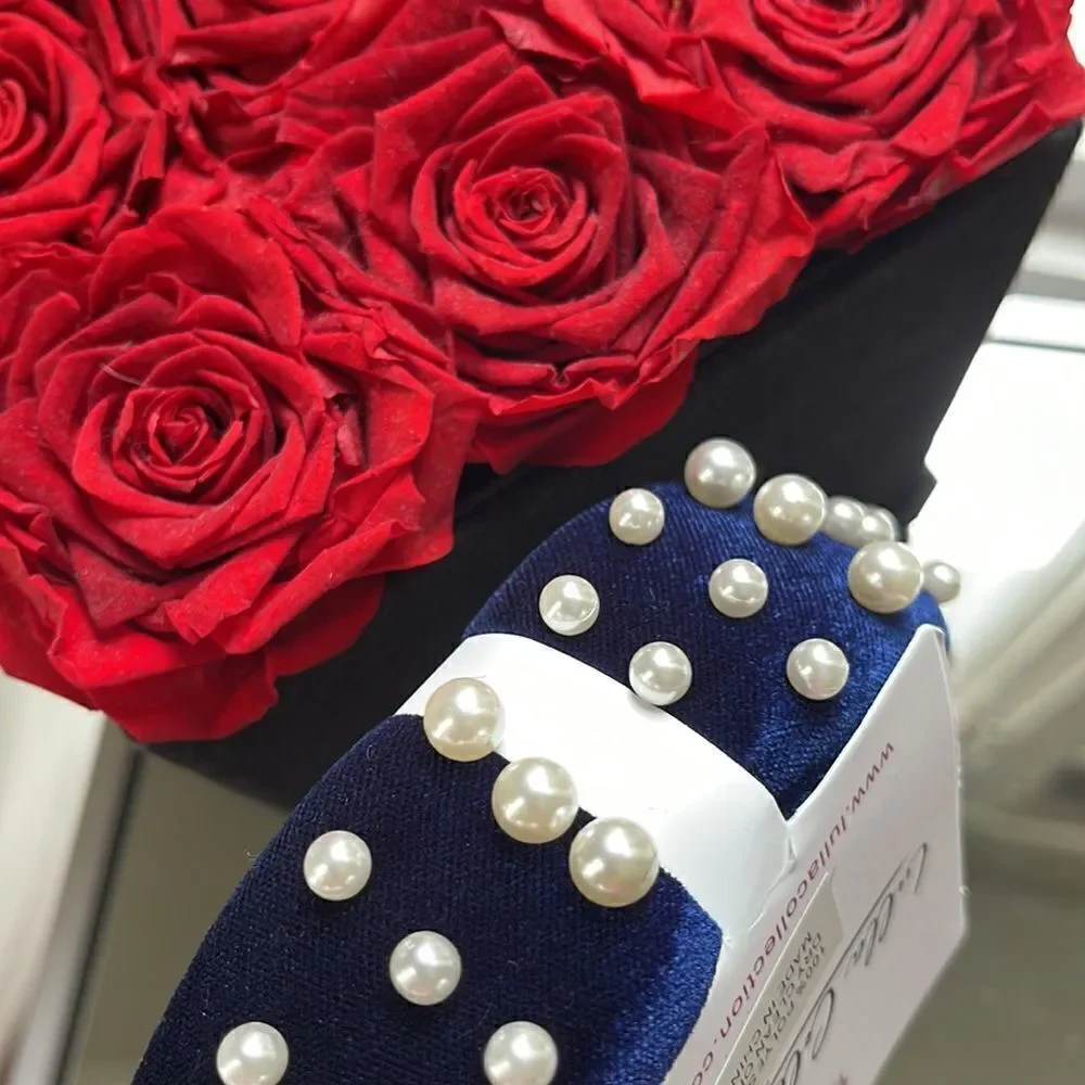 Lulla Collection Navy Velvet Headband with Pearls